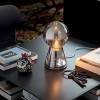 BIRILLO Stolní dekorativní lampa, základna kov chrom, difuzor foukané leptané sklo bílé, pro žárovku 1x60W, E27, 230V, IP20, tř.2, rozměry d=220mm, v=390mm náhled 9