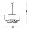 SWAN SP6 Závěsné svítidlo, lustr 6 ramen, rám kov s skleněnými prvky, povrch chrom lesk, křišťálové ověsy, stín textil bílý, pro žár 6x40W, E14, 230V, IP20, tř.1, d=690mm, vč závěsu l=1300mm, lze zkrá náhled 3