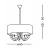 SWAN SP6 Závěsné svítidlo, lustr 6 ramen, rám kov s skleněnými prvky, povrch chrom lesk, křišťálové ověsy, stín textil bílý, pro žár 6x40W, E14, 230V, IP20, tř.1, d=690mm, vč závěsu l=1300mm, lze zkrá náhled 4