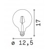 LAMPADINA LED žárovka, těleso kov šedostříbrná, krycí sklo čirá, LED 8W, E27, G125,  teplá 3000K, 860lm, Ra80, 230V, tř.1, rozměry d=125mm, h=170mm. náhled 3