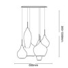 SOFT Závěsné svítidlo, základna kov, povrch chrom, difuzor fouk. sklo kouřové, pro žárovku 6x40W G9, 230V, IP20, tř.1, rozměry d=600mm, včetně lankového závěsu l=300-1350mm, lze zkrátit náhled 3