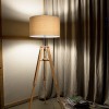 KLIMT PT1 Stojací pokojová lampa, trojnožka dřevo, povrch světlé dřevo, nosič kov chrom, stínítko textil hnědá, pro žárovku 1x60W, E27, 230V, IP20, tř.2, rozměry d=495mm, h=1610mm náhled 3