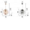DISCO SP1 Závěsné svítidlo, těleso dřevo, pro žárovku 1x60W, 230V, IP20, tř.1, těleso d=500mm, včetně lankového závěsu l= 1700mm lze zkrátit, transparentní kabel náhled 4