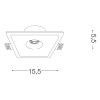 ZEPHYR Stropní vestavné bodové komínkové, nastavitelný směr svícení, těleso sádra bílá, pro žárovku 1x30W, GU10 AR111, 230V, IP20, tř.1. rozměry 205x205x65mm náhled 2