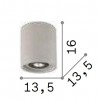 OAK Stropní přisazené bodové svítidlo, nastavitelný směr svícení, těleso cement, pro žárovku 1x35W, GU10, 230V, IP20, tř.2, rozměry d=135mm, h=160mm. náhled 3