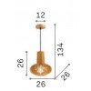 CITRUS Závěsné svítidlo, základna dřevo, stínítko dřevo světlé, pro žárovku 1x60W, E27, 230V, IP20, tř.2, rozměry d=260mm, h=260mm, vč. závěs kabelu l=1340mm, lze zkrátit. náhled 3
