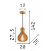 CITRUS Závěsné svítidlo, základna dřevo, stínítko dřevo světlé, pro žárovku 1x60W, E27, 230V, IP20, tř.2, rozměry d=200mm, h=275mm, vč. závěs kabelu l=1420mm, lze zkrátit. náhled 3