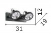 GLIM Nástěnné svítidlo nebo stropní přisazené svítidlo, nastav. směr svícení, těleso kov, povrch bílá, pro žárovku 2x50W, GU10, 230V, IP20, tř.1, rozměry 310x120x190mm. náhled 3