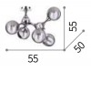 NODI CROMO PL5 Stropní přisazené svítidlo, těleso kov, povrch chrom, difuzor sklo, pro žárovku 5x40W, E14, 230V, IP20, tř.1, Ra80, rozměry 550x550x500mm. náhled 2