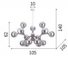 NODI CROMO SP15 Závěsné stropní svítidlo, těleso kov, povrch chrom, difuzor sklo, pro žárovku 15x40W, E14, 230V, IP20, tř.1, Ra80, rozměry 1050x600x1050mm, vč závěs kabelu h=1400mm, lze zkrátit. náhled 2