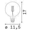 LAMPADINA LED žárovka, těleso kov zlatá, krycí sklo jantar, LED 4W, E27, teplá 2200K, 380lm, Ra80, 230V, tř.1, rozměry d=115mm, h=170mm. náhled 2