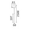 LOOK Závěsné bodové svítidlo do 3F lišty, těleso hliník, povrch černá, pro žárovku 1x28W, GU10, 230V, IP20, tř.1, rozměry d=60mm, h=397mm, závěsný kabel l=2500mm, lze zkrátit. náhled 3