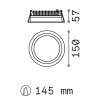 DEEP Vestavné stropní svítidlo, kruhové, těleso hliník, povrch bílá, difusor plast opál, LED 20W, 2100lm, teplá 3000K, 230V, IP20, tř.2, rozměry d=150mm. náhled 5