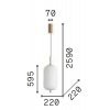 GRONEST HL II 20W Závěsné svítidlo, základna kov, povrch zlatá, stínítko sklo opál, LED 20W, 2050lm, teplá 3000K, 230V, IP20, tř.2, rozměry d=220mm, h=595mm, vč. závěs. kabelu l=2590mm, lze zkrátit. náhled 2