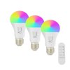 LED 11W E27 Tuya WiFi CCT TW RGB, SADA 3ks- Chytrá LED žárovka 11W, 1055lm, E27, vyzařovací úhel 240°, mob. tel. TUYA WiFi nebo dálk. ovladačem Beacon (součástí), nast teplota CCT TW 2700K-6500K, stmív. RGB, 230V, d=60mm, h=123mm. náhled 1