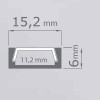 PROLED-03 PŘISAZENÝ HLINÍKOVÝ profil pro LED pásek Přisazený hliníkový profil eloxovaný, pro instalaci LED pásků šířky max w=10mm, rozměry 15,2x6mm, l=2m, difuzor SAMOSTATNĚ náhled 7