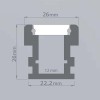 PROLED-14 VESTAVNÝ HLINÍKOVÝ profil pro LED pásek Vestavný, podlahový, pochozí hliníkový profil, pro LED pásky šířky max w=11mm, rozměry 26x26mm, l=1m náhled 4
