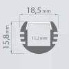 PROLED-05 KRUHOVÝ HLINÍKOVÝ profil pro LED pásek Přisazený hliníkový profil eloxovaný, pro instalaci LED pásků šířky max w=10mm, rozměry 18,5x15,8mm, l=1m náhled 5