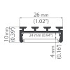 HIDDENFACE DR PŘISAZENÝ profil pro LED pásek Přisazený profil, materiál hliník, povrch elox šedostříbrná, pro LED pásek šířky max w=24mm, rozměry l=1000mm, 26x10mm náhled 2