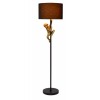 MONKEY FL 1x60W, E27 Stojací lampa, těleso kov, povrch černá a zlatá, stínítko textil hnědá, pro žárovku 1x60W, E27, 230V, IP20, rozměry stínítko: d=350mm, h=240mm, lampa: h=1500mm, vypínač na kabelu. náhled 1
