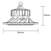 UFO HIGH BAY 150W, IP65 Průmyslové svítidlo, těleso hliník, povrch černá, kryt plast čirý, LED 150W, 27000lm, 180lm/W, neutrální 4000K, Ra80, vyzař. úhel 120°, 230V, PF>0.9, IP65, rozměry d=330mm, h=100mm náhled 3