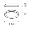 BELLA SLIM Stropní svítidlo, těleso hliník, povrch černá, difuzor plast opál, LED 38W, 2660lm, přepín teplota CCT teplá 3000K, neutrální 4000K, stmív. TRIAC, 230V, IP20, rozměry d=480mm, h=60mm. náhled 4