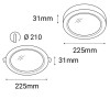 EASY-R ON Stropní, přisazené svítidlo, základna polykarbonát, povrch bílá, difuzor PMMA opál, LED 18W, 1620lm, neutrální 4000K, Ra80, 230V, IP20, tř.2, rozměry d=225mm, h=31mm náhled 6