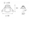 MAX Vestavné, stropní svítidlo, nastavitelný směr svícení, těleso hliník, povrch bílá, LED 8W, 735lm, teplá 3000K, 230V, IP65, rozměry d=80mm, h=30mm. náhled 3