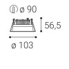 CAV 10W IP44 Casambi Stropní podhledové bodové svítidlo, těleso hliník, povrch černá, LED 10W, 1000lm, teplá 3000K, Ra90, stmív. Casambi, 230V, IP44, rozměry d=103mm, h=56,5mm. náhled 6