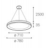 BELLA SLIM Závěsné svítidlo, těleso hliník, povrch černá, dif plast opál, LED 60W, 4200lm, TW Tunnable white CCT teplá 3000K/neutr 4000K, stmív. ZigBee, 230V, IP20, d=780mm, h=35mm, vč záv lanka h=2500mm náhled 5