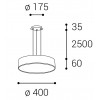 MONO SLIM 60 P-Z, B Závěsné svítidlo, hliník, černá, difuzor plast opál, LED 60W, 4200lm, přepín teplota CCT teplá 3000K, neutrální 4000K, Ra80, stmív TRIAC, 230V, IP20, rozměry d=600mm, h=60mm, lank záv 2400mm náhled 9