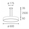 MONO SLIM 60 P-Z, B Závěsné svítidlo, hliník, černá, difuzor plast opál, LED 60W, 4200lm, přepín teplota CCT teplá 3000K, neutrální 4000K, Ra80, stmív TRIAC, 230V, IP20, rozměry d=600mm, h=60mm, lank záv 2400mm náhled 10