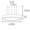 MONO SLIM 60 P-Z, W Závěsné svítidlo, hliník, bílá, difuzor plast opál, LED 60W, 4200lm, přepín teplota CCT teplá 3000K, neutrální 4000K, Ra80, stmív ZigBee, 230V, IP20, rozměry d=600mm, h=60mm, lank záv 2400mm náhled 11