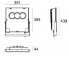 ARCHIT LED 111W, IP66 Reflektor bodový venkovní, těleso hliník, povrch černá, LED 111W, 11003lm, teplá 3000K, vyzař úhel 17°, Ra80, stmívání DALI, 230V, IK08, IP66, tř.1, rozměry 391x389x94mm náhled 2