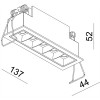 CETI 5 Stropní, vestavné, bodové, svítidlo, těleso hliník, rámeček bílá, komínek černá, LED 10W celkem, teplá 2900K, 1545lm, vyz. úh. 45° Ra80, 700mA, tř.3, rozměry 137x44x52mm, stř. životnost 30.000 hod náhled 5