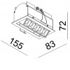 CETI 5 ADJUST Stropní, vestavné, bodové, výklopné +90° svítidlo, těleso hliník, rámeček bílá, komínek černá, LED 10W celkem, teplá 2900K, 640lm, vyzař. úh. 45° Ra80, 700mA, tř.3, 155x72x83mm, stř. život 30.000 hod náhled 4