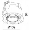 DAMPE 12W TRIAC Stropní, podhledové, bodové, svítidlo, výklopné, nastav. směr svícení, těleso hliník, povrch bílá, LED 12W, 1035lm, teplá 3000K, stmív. TRIAC, 230V, IP20, tř.3, rozměry d=139mm, h=84mm náhled 2