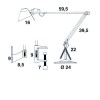 TANGRAM Stolní lampa, těleso hliník, povrch strukturovaná šedá, pro žárovku 100W, E27, 230V, IP20, dvě ramena 395mm+595mm, základna SAMOSTATNĚ náhled 3