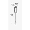 FAMILIS FL 1x2W, E27, PIR Sloupkové venkovní svítidlo, PIR senzor, záběr 120°, dosah 10m, hliník, černá, krycí sklo čiré, pro žárovku 1x2W, E27 (souč), stmív STEP, 230V, IP44,120x120mm, h=760mm,vč. bodce, solární nabíjení. náhled 5