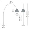 LADY Stojací oblouková lampa, základna kov, povrch chrom lesk, pro žárovku 1x140W, E27, 230V, IP20, tř.2. rozměry základna l=2030mm, max h=2500mm, pouze základna, stínítko dodáváno samostatně náhled 4