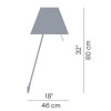 D13a, COSTANZA Stojka svítidla, těleso hliník, povrch šedostříbrná, pro žárovku 1x140W, E27, 230V, IP20, tř.2. rozměry teleskop h=760-1100mm, s vypínačem, pouze základna, stínítko dodáváno samostatně náhled 5