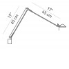 D12ELa45 BERENICE 45 PARETE Nástěnná lampa, těleso hliník, povrch šedostříbrná, pro žárovku 1x35W, G6,35, 230V/12V, IP20, základna d=150mm, dvě ramena 450+450mm, s vypínačem, vč. základny, stínítko SAMOSTATNĚ náhled 6