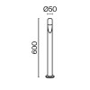 TAPKO FL 5W IP65 Sloupkové venkovní svítidlo, těleso kov, povrch černá grafit, LED 5W, 200lm, teplá 3000K, Ra80, 230V, IP65, rozměry d=50mm, h=600mm, svítí dolů. náhled 3