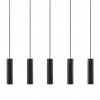 Tilo - 5 Pendant Závěsné svítidlo, těleso kov, povrch černá mat detaily dřevo černé, pro žárovku 5x15W, GU10 ES50, 230V, IP20, rozměry základna l=806mm, stínítko d=60mm, h=246mm, vč záv kab h=2000mm, lze zkr náhled 2
