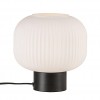 LUOMU TABLE Stolní lampa, těleso sklo, povrch bílá opál s černými detaily, pro žárovku E27, max. 4W, 230V IP20, tř.2, h=200mm, stínítko d=200mm, včetně vypínače kabelu s textilním úpletem - bílá, l=1500mm náhled 1