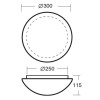 AURA 8,IN-12BT13/013 HF Stropní svítidlo, HF senzor pohybu dosah 8m, záběr 150°/360°, čas 10s-10min, soumrak., základna kov, difuzor sklo opál, pro žárovku 1x7W, E27 A60, 230V, IP44, tř.1, "F", d=300mm, h=115mm, ba náhled 2