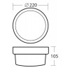 ELEKTRA 3, LED-1L11B07 IP54 8W Stropní, průmyslové svítidlo, základna polypropylen PP, povrch hnědá, difuzor polykarbonát PC opál, LED 8W, 1010lm, neutrální 4000K, 230V, do koupelny IP54, IK10, tř.2, rozměry d=210mm, h=105 náhled 9