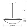 AURA P4, IN-22ZK74/072/z5 Závěsné svítidlo, materiál kov, povrch bílá, stínítko sklo opál, pro žárovku 2x10W, E27, IP41, tř.1, rozměry d=420mm, tyčový závěs l=1000mm. náhled 2