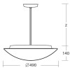 AURA P5, IN-32ZK86/082/z1 Závěsné svítidlo, materiál kov, povrch bílá, stínítko sklo opál, pro žárovku 3x10W, E27, 230V, IP41, tř.1, rozměry d=490mm, tyčový závěs l=200mm. náhled 2