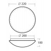 TITAN 1A LED-1L12C03KN32 SEZOR HF IP54 9W Stropní, přisazené svítidlo, senzor HF, záběr 150°, dosah 8m, čas 10s-10min, zákl kov bílá, difuzor plast PMMA opál, LED 9W, 1140lm, neutrální 4000K, 230V, do koupelny IP54, tř.1, d=220mm, h= náhled 6